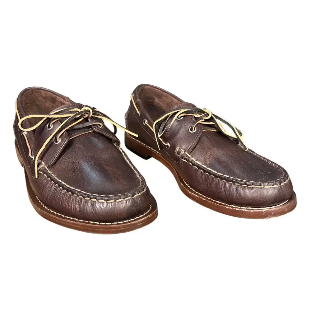 Thursday Men’s Brown Leather Handsewn Moccasin Loafers 8.5